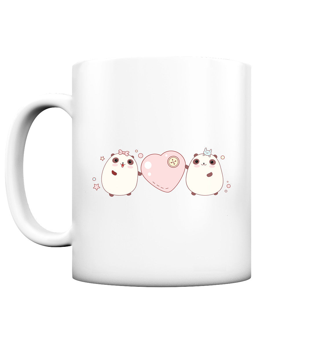 Kawaii Cute Pandas with pink heart - Matte Cup
