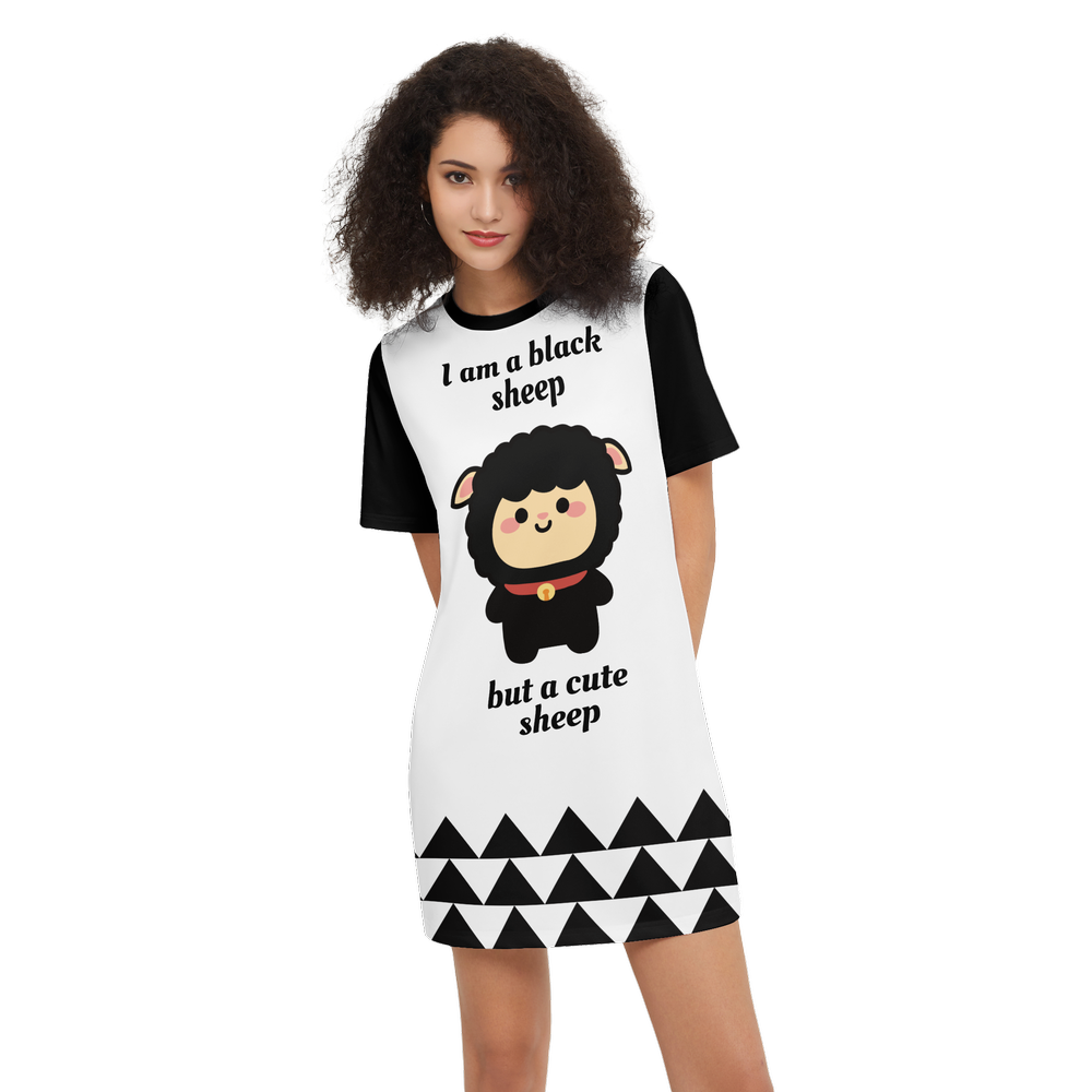 Short-Sleeve T-Shirt Dress I am a black sheep but a cute sheep
