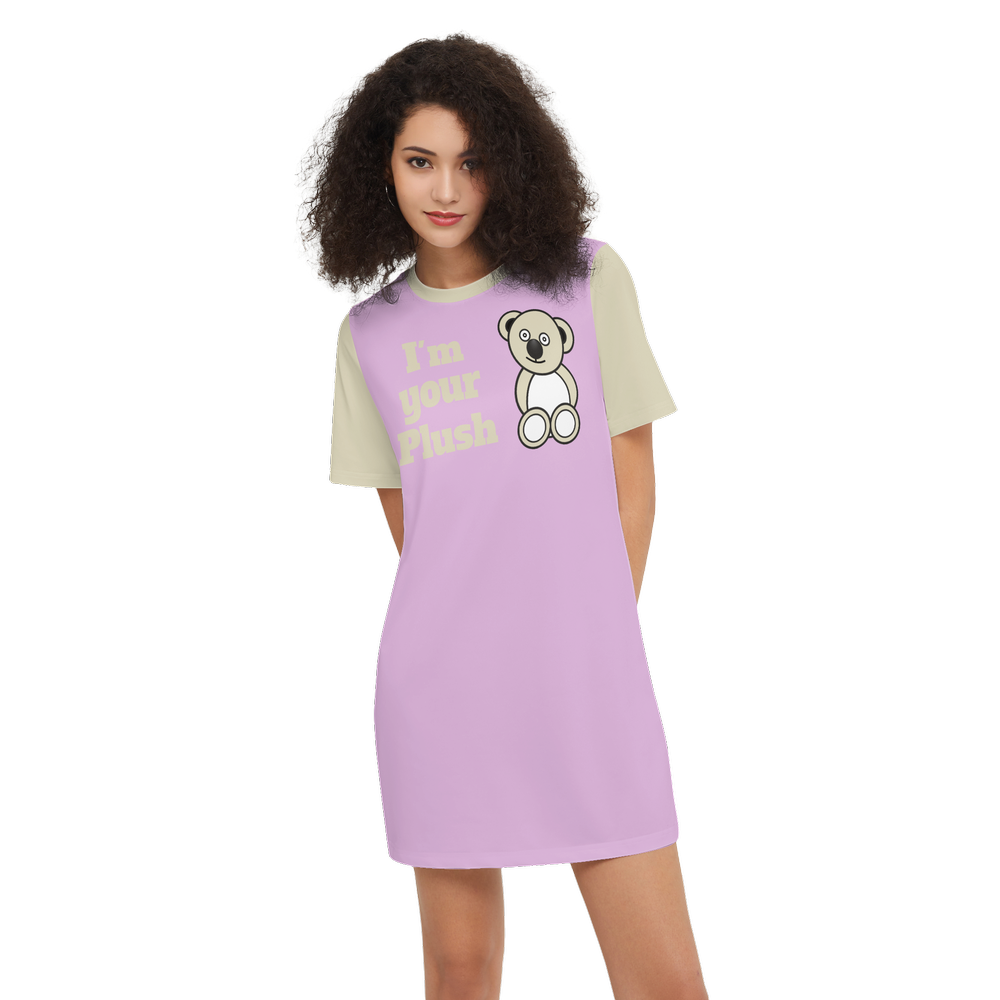 I am your Plush Bear Short-Sleeve T-Shirt Dress-Heavyweight 225g