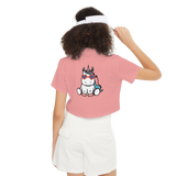 Kawaii Unicorn with rainbows Short-Sleeve Crop Polo Shirt-Heavyweight 225g