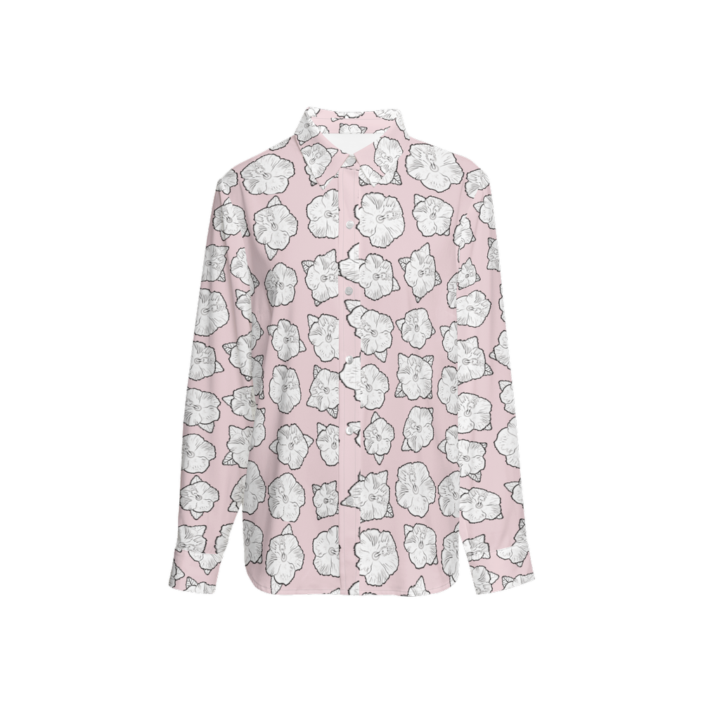 Elegant Poppy Pink Women’s Button-Up Shirt – Silky Touch, Eco-Friendly Fabric