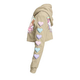 Kawaii Heaven Cute Unicorn and Girl Cropped Hoodie - Pastel Women's Fleece Hoodie