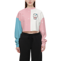 Kawaii Cow Pink and Blue Women's Cropped Crewneck Sweatshirt-Techno Scuba Knit