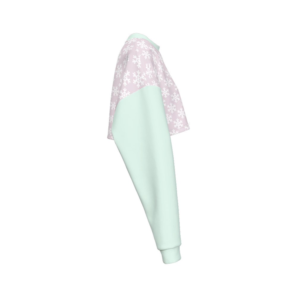 Kawaii Pinguin Women's Cropped Crewneck Sweatshirt-Techno Scuba Knit