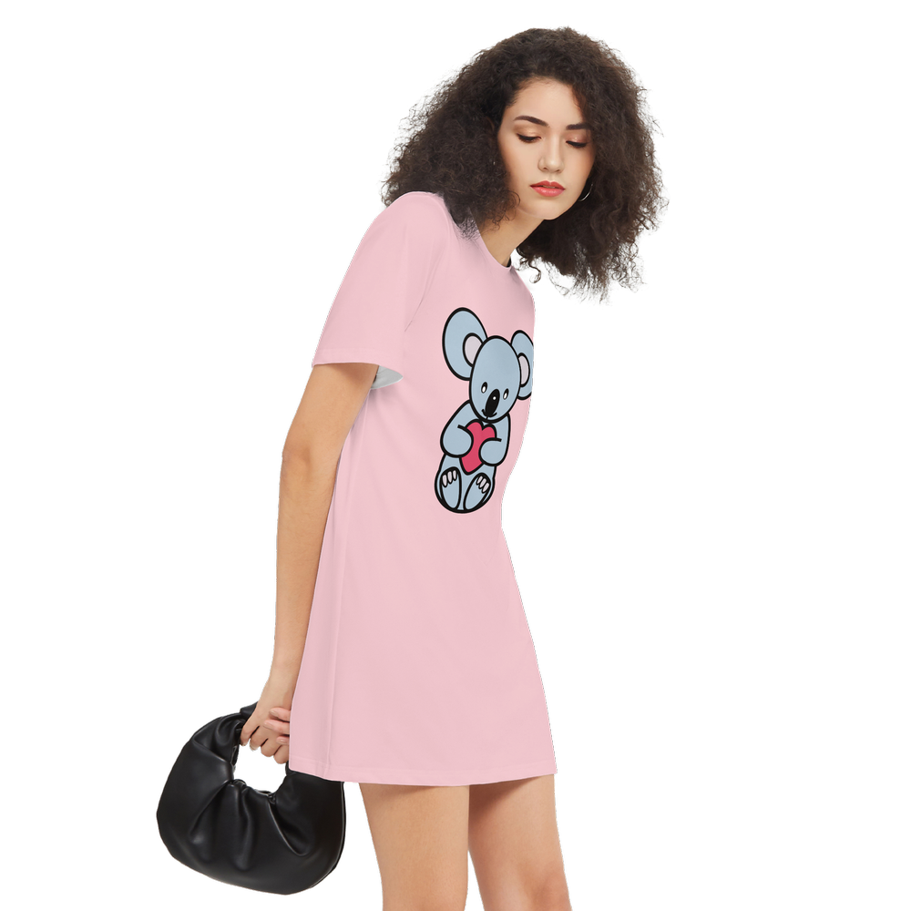Cute Koala bear Short-Sleeve T-Shirt Dress-Heavyweight 225g