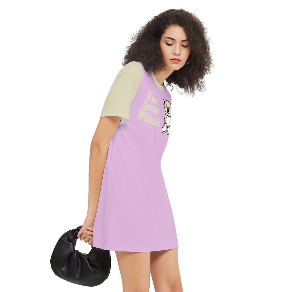 I am your Plush Bear Short-Sleeve T-Shirt Dress-Heavyweight 225g