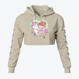 Kawaii Heaven Cute Unicorn and Girl Cropped Hoodie - Pastel Women's Fleece Hoodie
