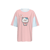 Kawaii Cow Women's Oversized Short-Sleeve T-Shirt-Heavyweight 225g