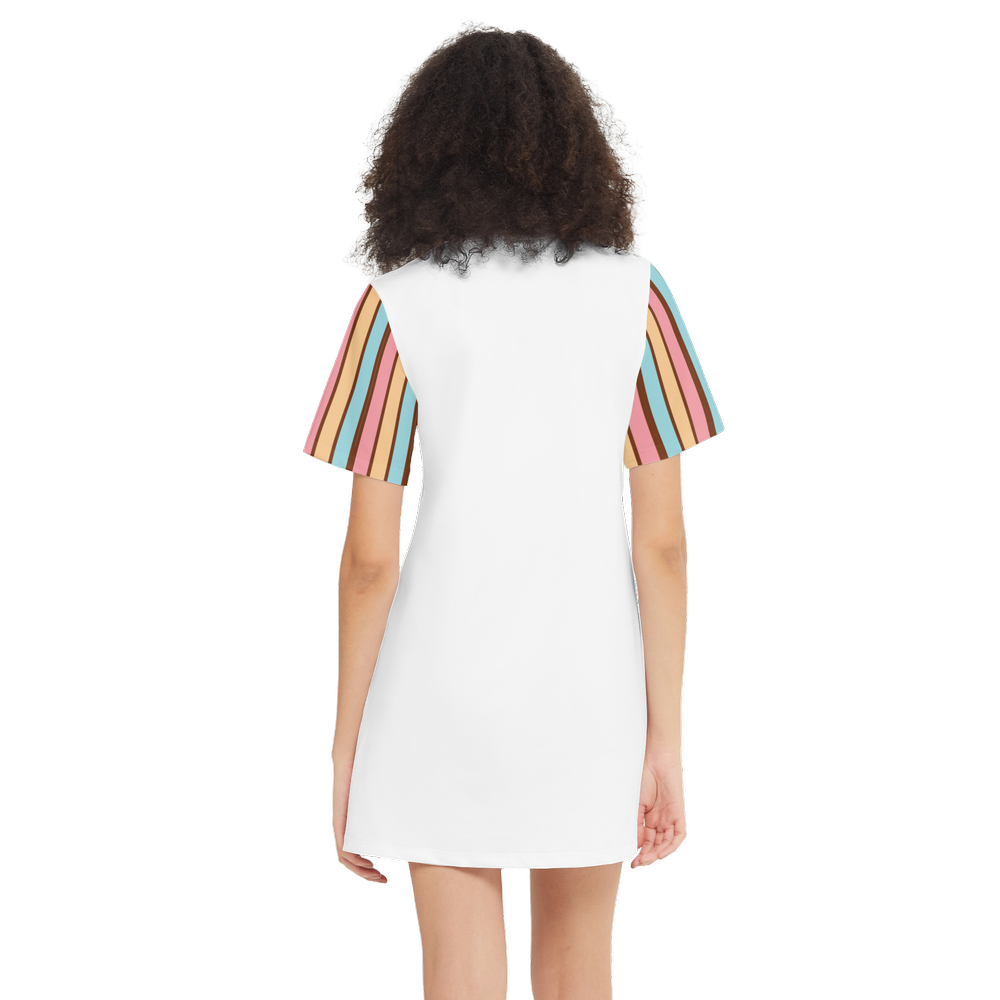 Kawaii Unicorn White Women's Short-Sleeve T-Shirt Dress-Heavyweight 225g