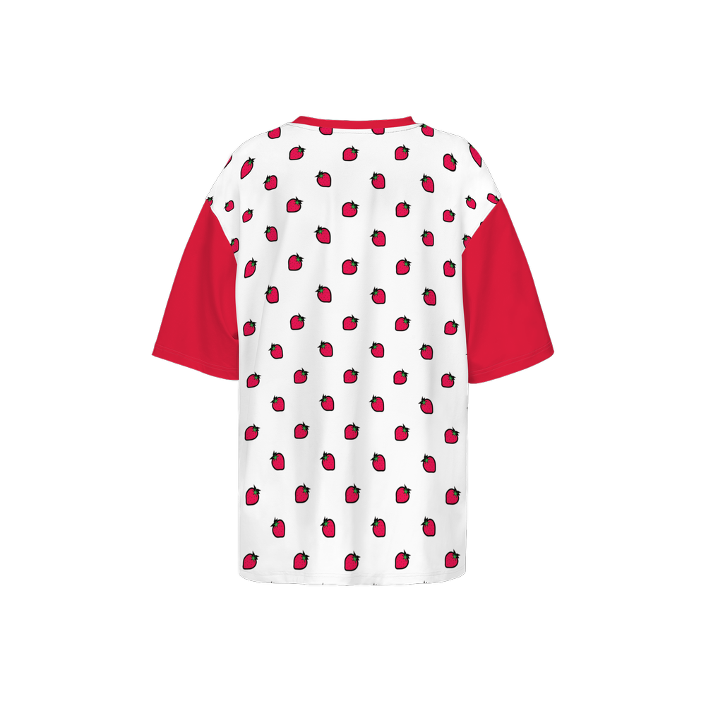 Cute Strawberry Oversized Short-Sleeve T-Shirt-Heavyweight 225g