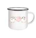 Kawaii Cute Pandas with pink heart - Enamel Mug (Black)