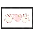 Kawaii Cute Pandas with pink heart - Doormat 60x40cm