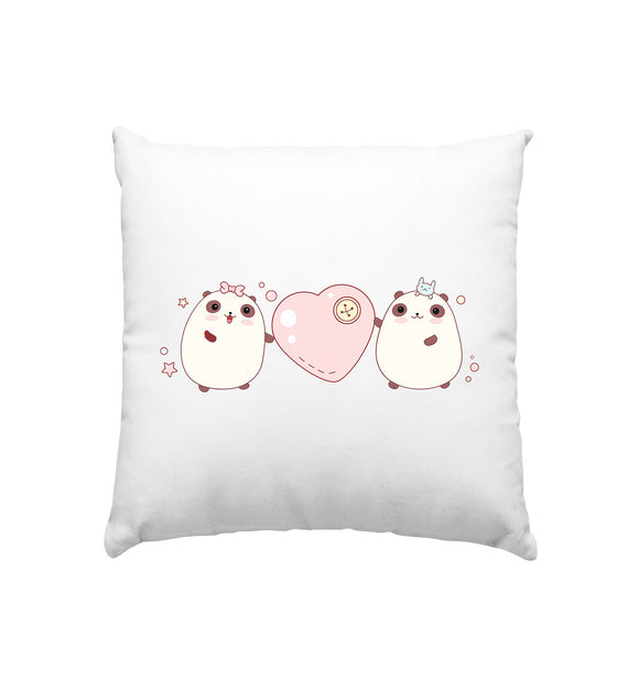 Kawaii Cute Pandas with pink heart - Pillow 40x40cm