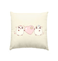 Kawaii Cute Pandas with pink heart - Natural Pillow 40x40cm