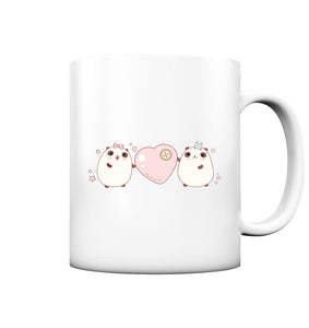 Kawaii Cute Pandas with pink heart - Matte Cup