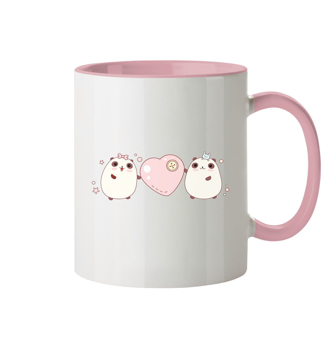 Kawaii Cute Pandas with pink heart - Two-tone Cup