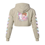 Kawaii Heaven Cute Unicorn and Girl Cropped Hoodie - Pastel Women's Fleece Hoodie