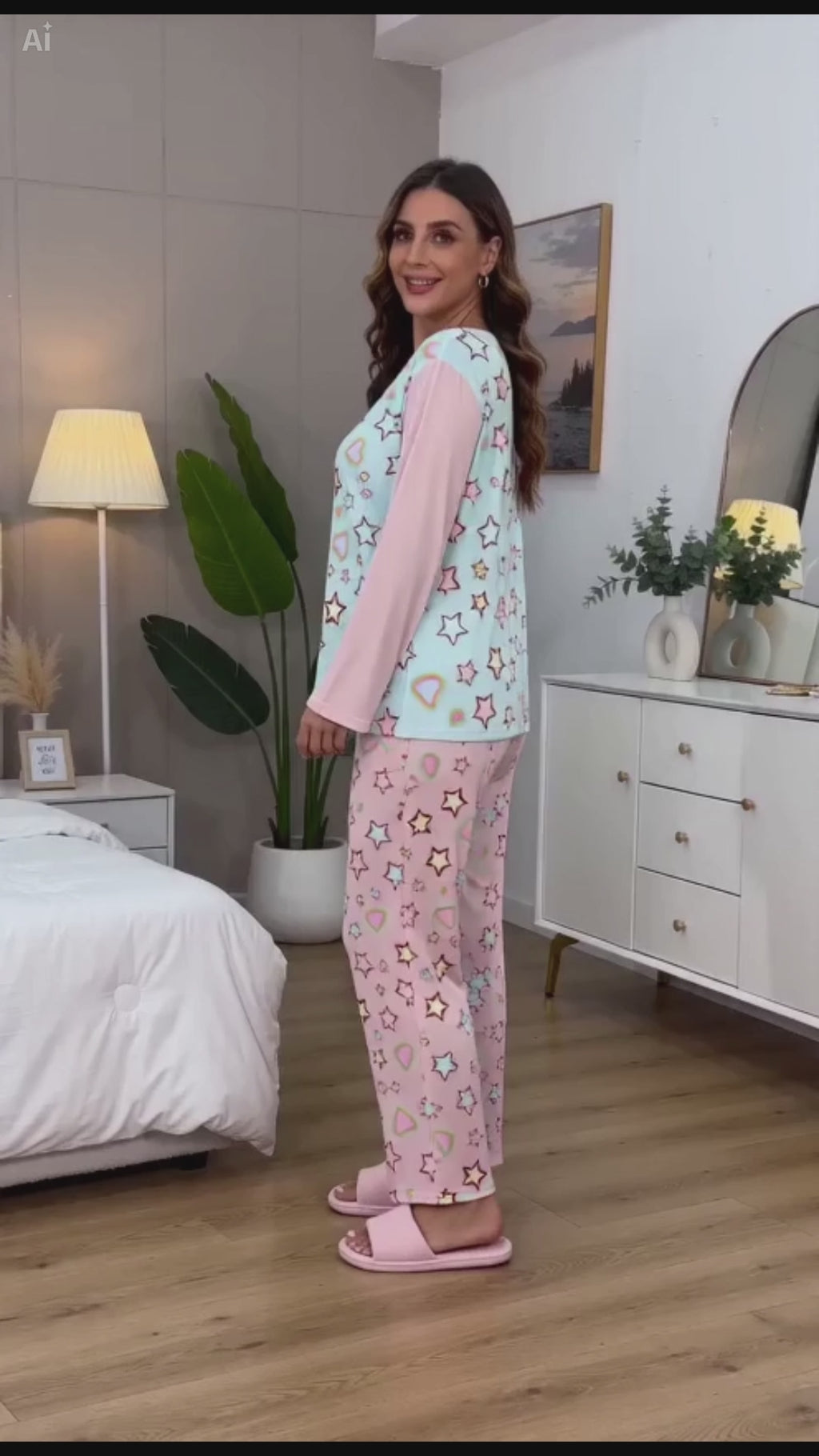 Pastel Star Pajama Set – Cute Pink Blue Loungewear Set