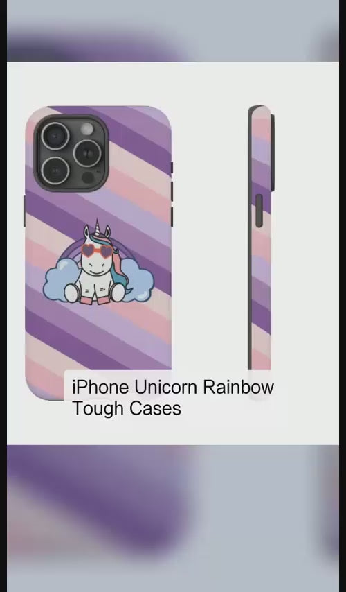 iPhone Unicorn Rainbow Tough Cases, Rainbow Unicorn Phone Covers, Unicorn Lover Gifts, iPhone Accessories, Protective Phone Cases