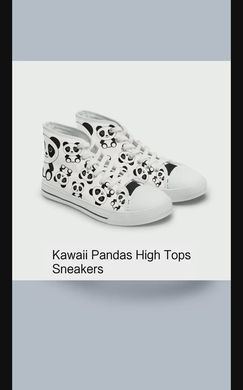 Kawaii Pandas High Tops, Cute Panda Shoes, Women's Fashion Sneakers, Animal Lover Gift, Fun Panda Design Footwear