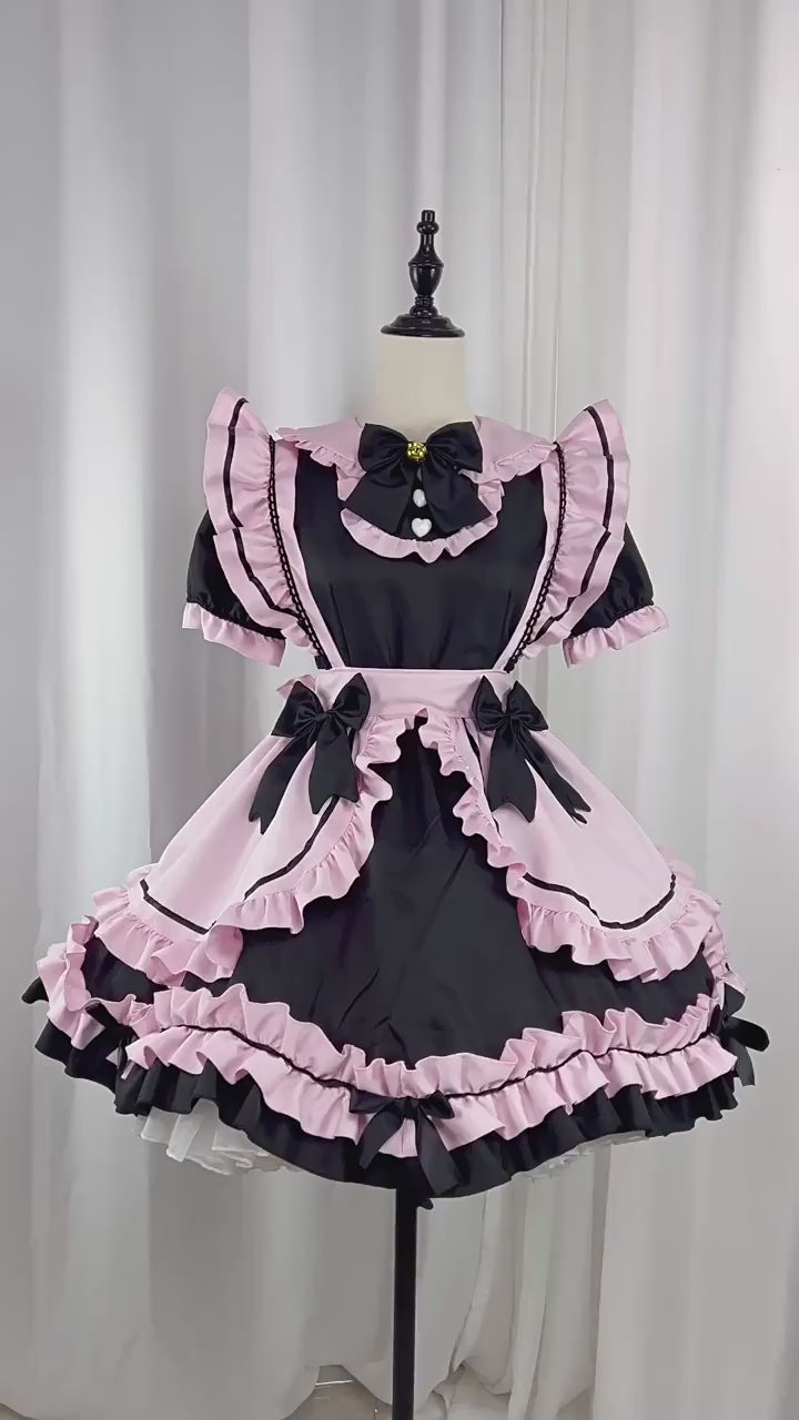 Anime Gothic Lolita JSK Maid Dress – Kawaii Harajuku Cat Cosplay with Bows & Ruffles