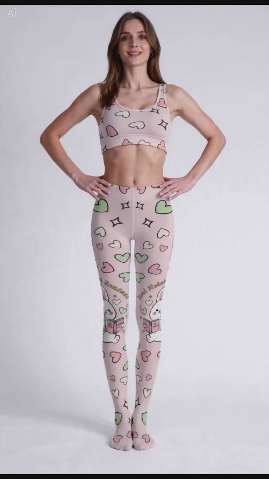 Cute Heart Print Tights – Pastel Bunny Slim Fit Stockings