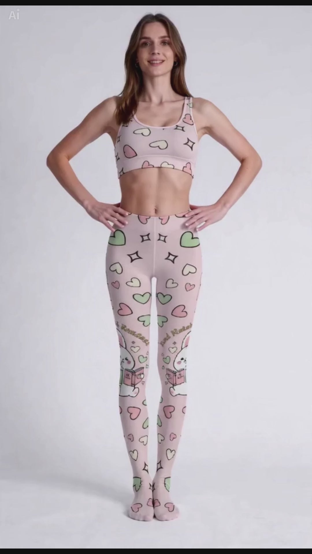 Cute Heart Print Tights – Pastel Bunny Slim Fit Stockings