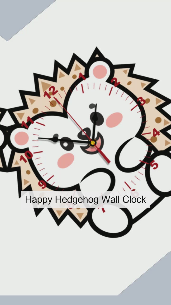 Happy Hedgehog Wall Clock – Custom-Shaped Silent Wall Clock | MDF, Frameless Design