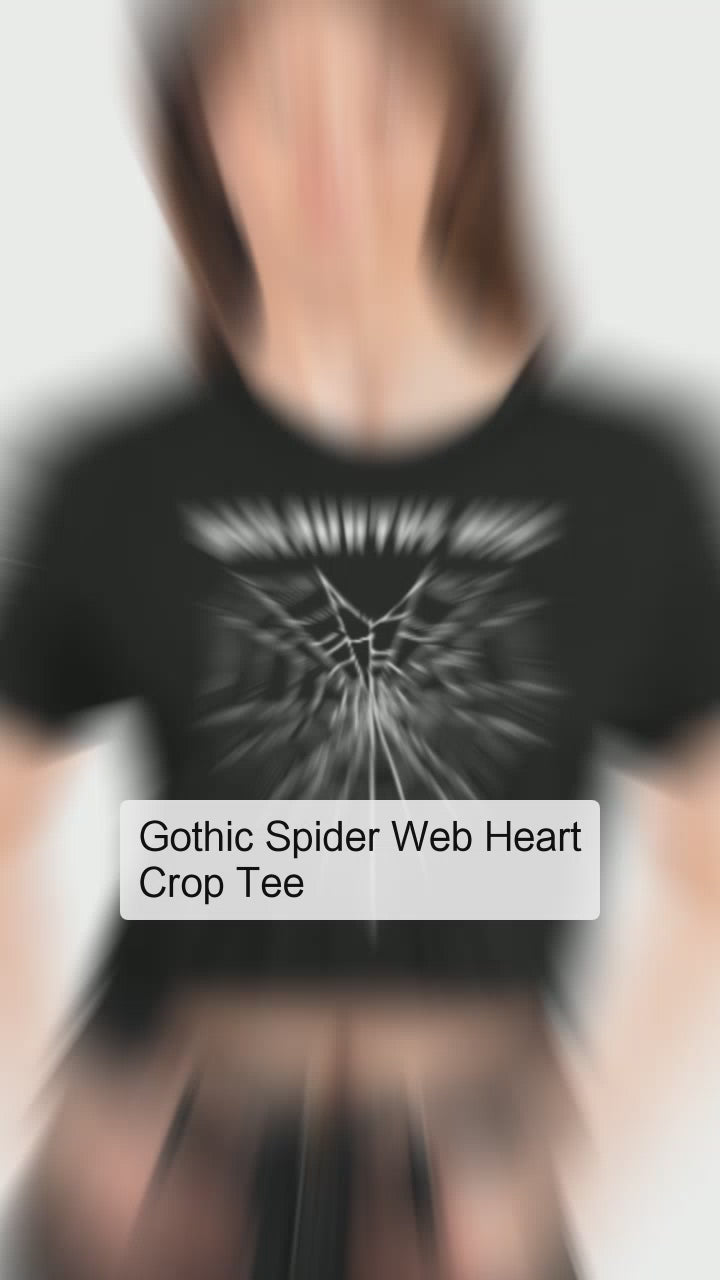 Gothic Spider Web Heart Crop Tee, Halloween Shirt, Goth Clothing, Alternative Fashion, Spooky Vibes