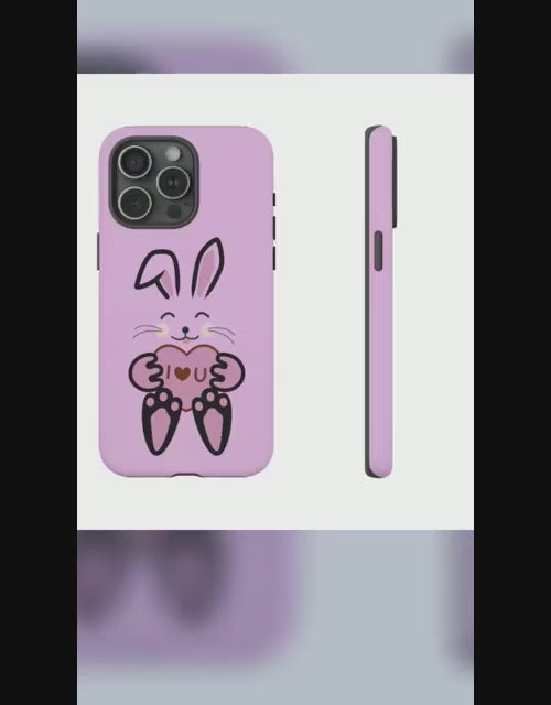 Rabbit With I Love You Heart iPhone Tough Cases, Bunny Phone Cover, Animal Lover Gift, Protective Case, Cute Rabbit Design