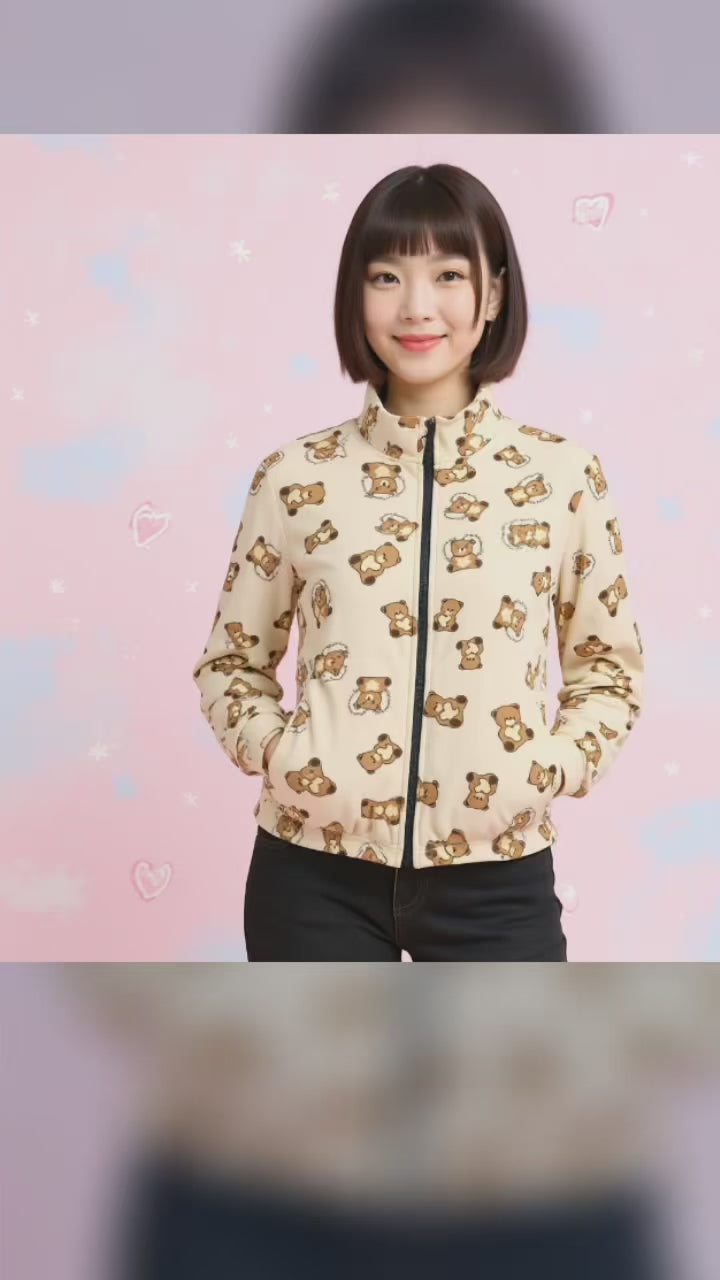 Women’s Zip-Up Jacket with Thumbholes – Fitted Stretch Jacket