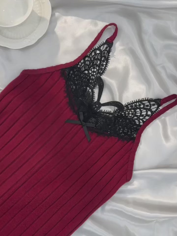 Women's Butterfly Embroidered Pajama Bodysuit | Sleeveless Lace Trim Summer Sleepwear Romper