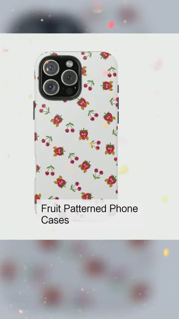 Fruit Patterned Phone Cases, Summer Fruits Phone Covers, Berry Print Tough Cases, Stylish Cell Phone Protectors, Red Fruits Phone