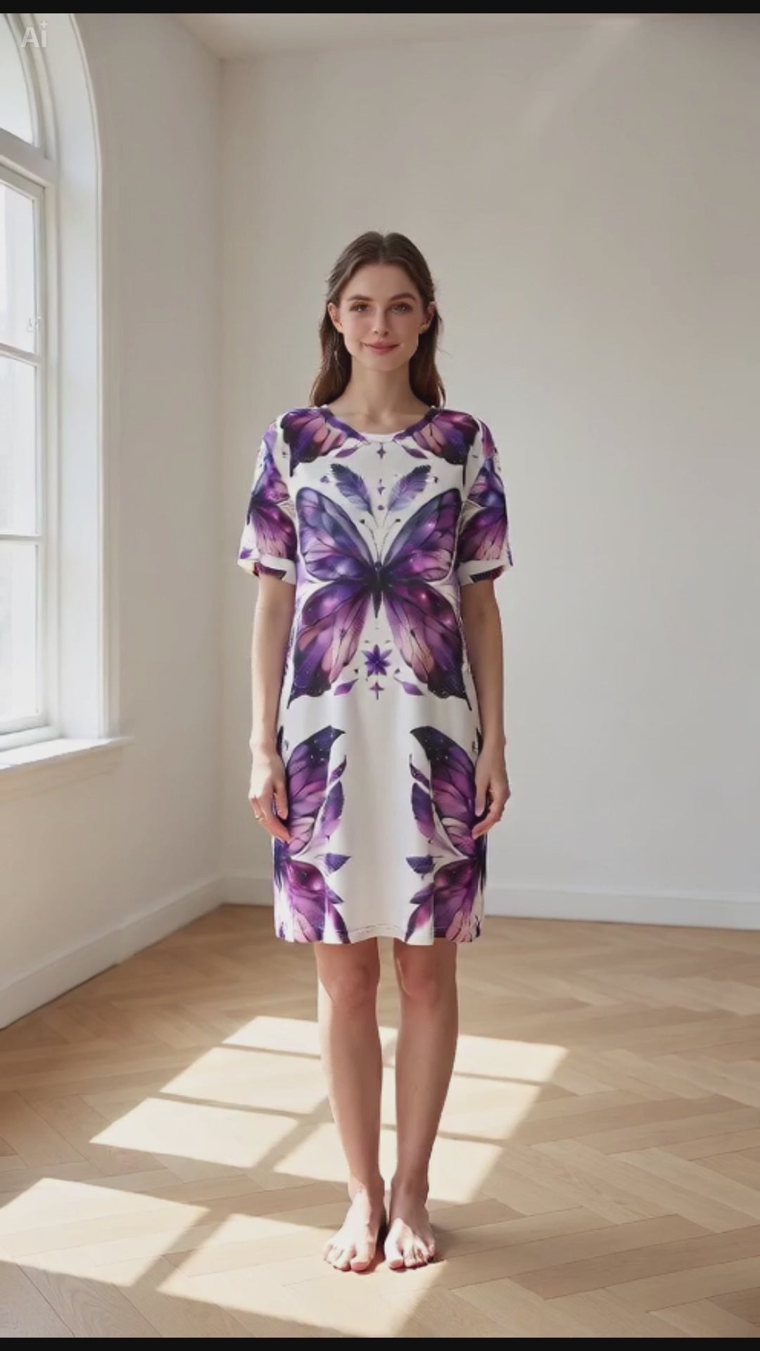 Purple Butterfly T-Shirt Dress – Fairycore Casual Summer Dress