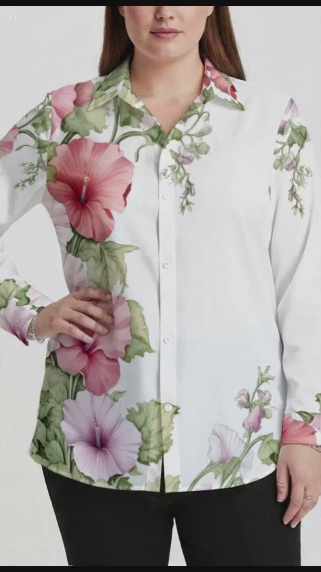 Floral Button Shirt – Pink Flower Loose Fit Blouse