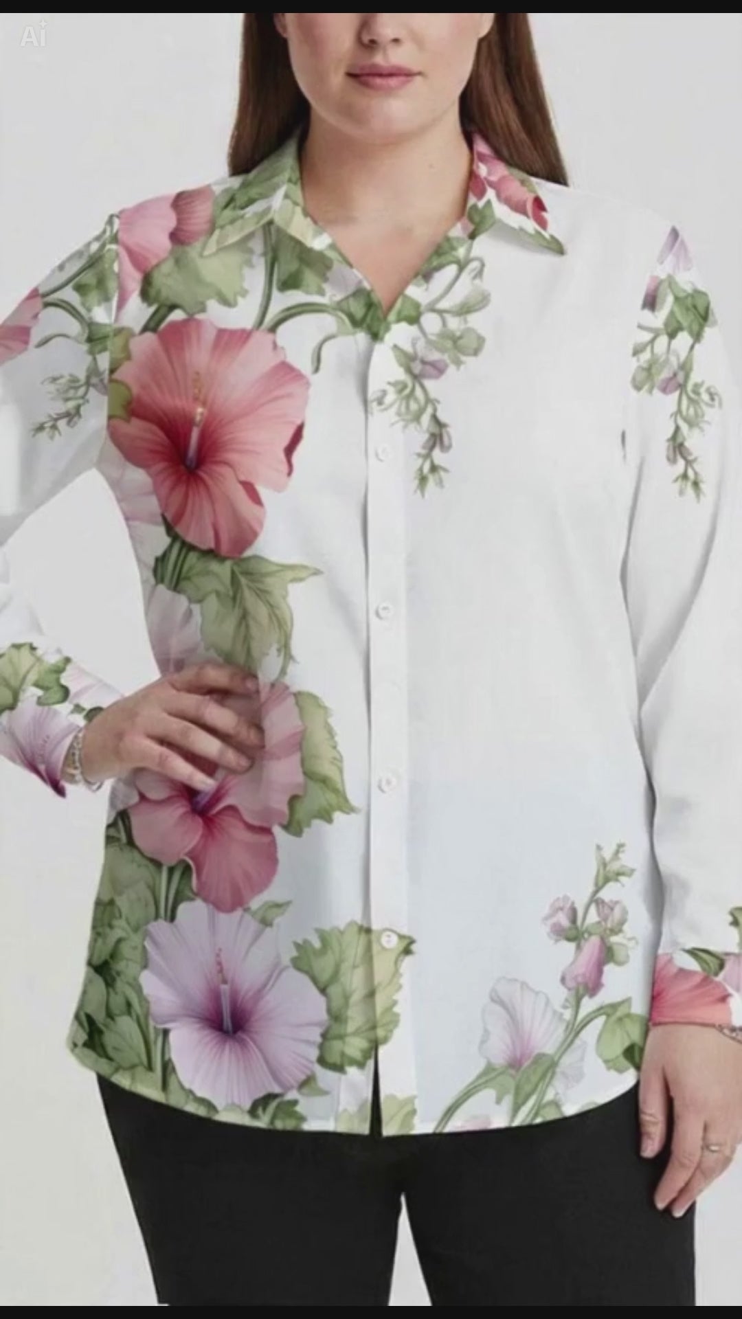 Floral Button Shirt – Pink Flower Loose Fit Blouse