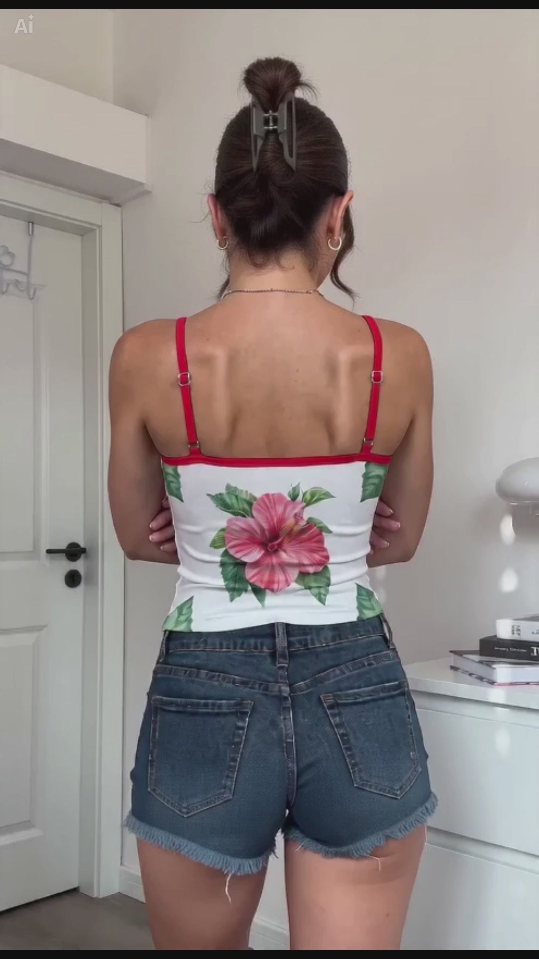 Hibiscus Cami Top – Floral Spaghetti Strap Summer Tank