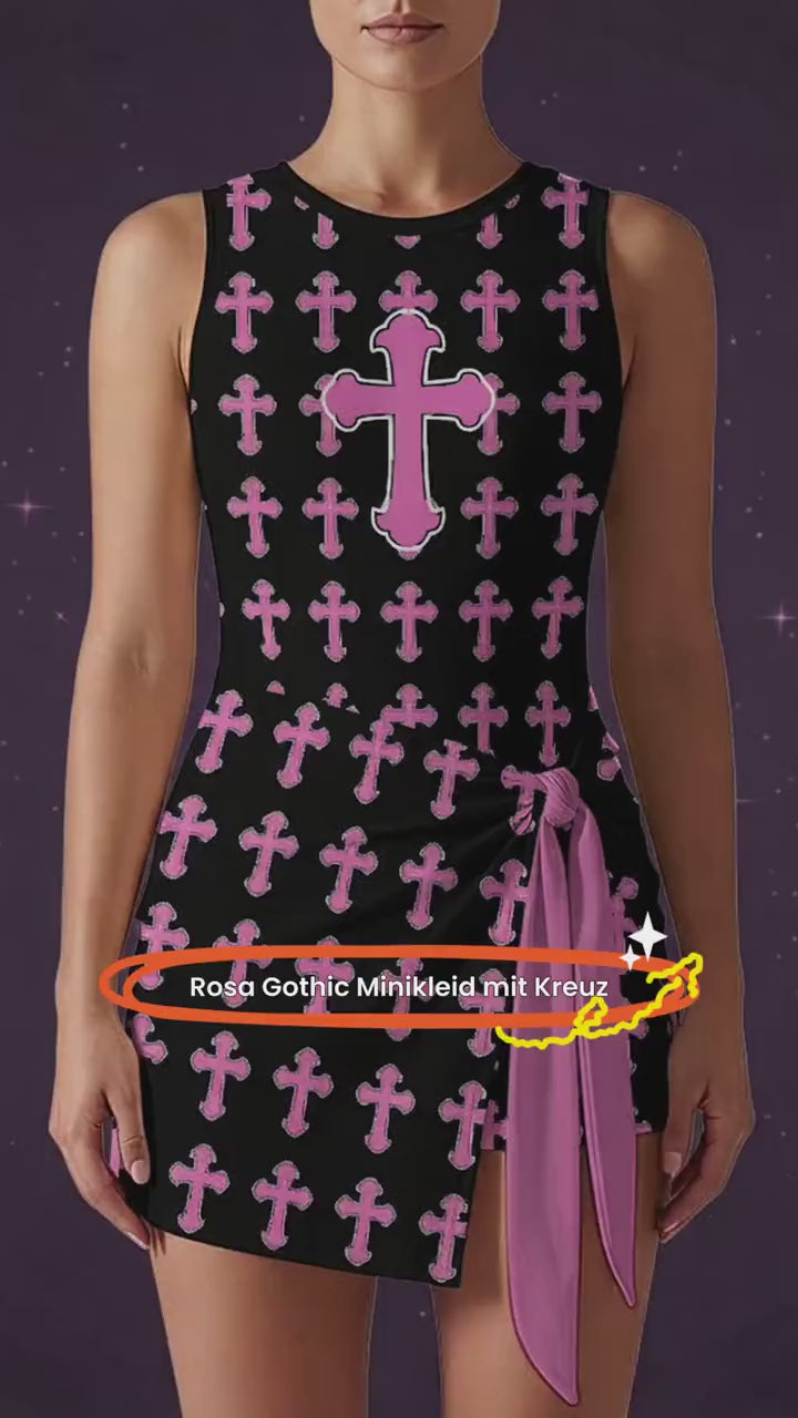 Pink Cross Y2K Soft Goth Mini Dress