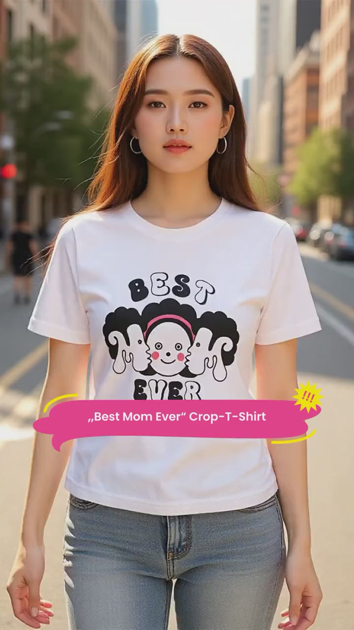 Best Mom Ever Cropped T-Shirt – Cute Eco-Friendly Raglan Crop Top for Women