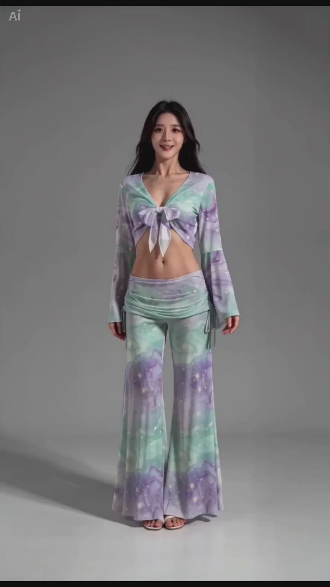 Pastel Galaxy Wide Leg Pants – High Waist Flowy Trousers