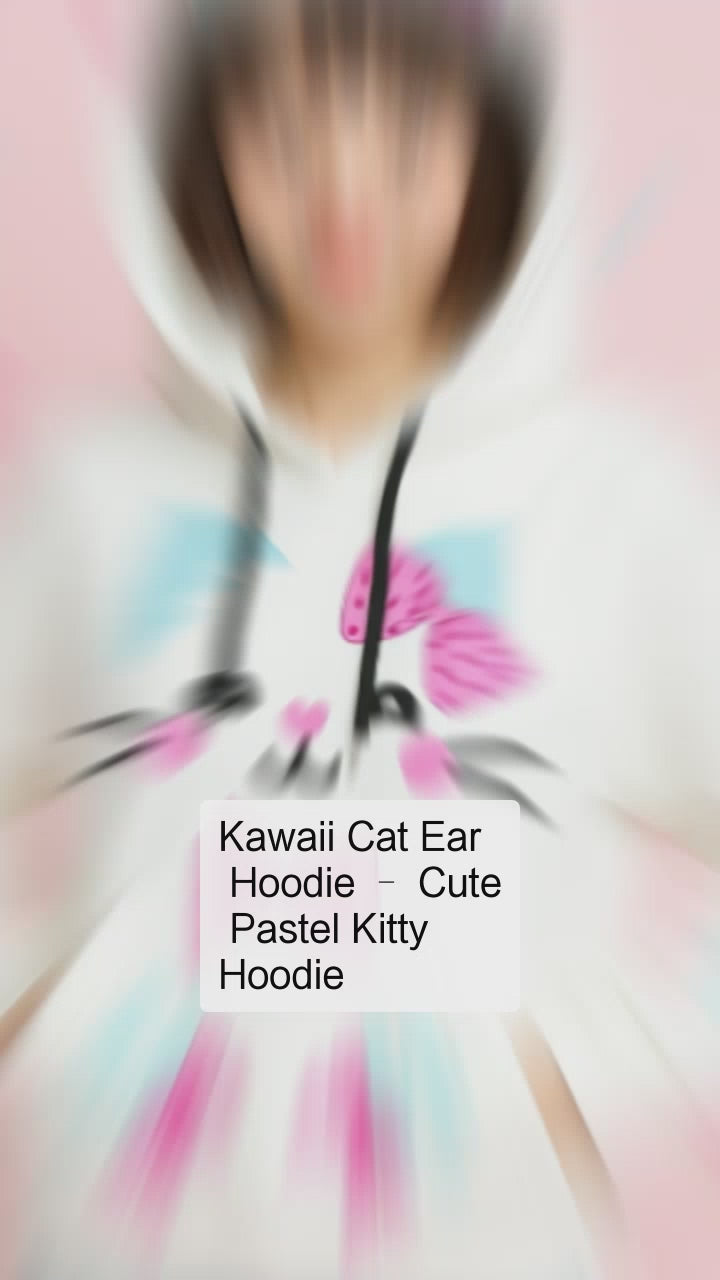 Kawaii Cat Ear Hoodie – Cute Pastel Kitty Hoodie