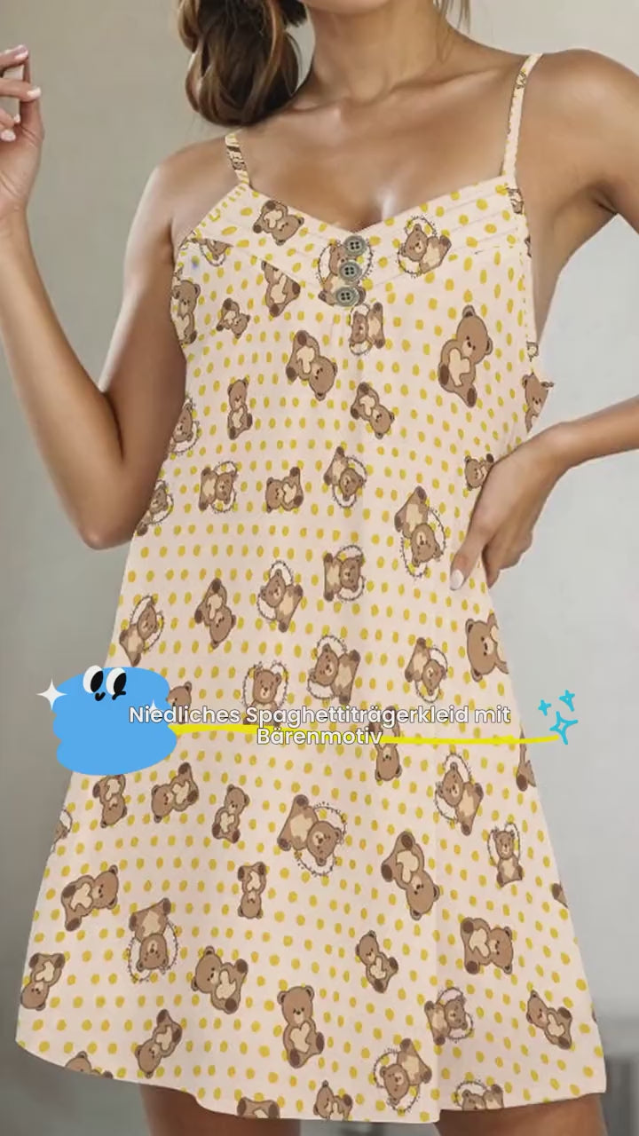 Cute Bear Cami Dress – Lightweight Summer Spaghetti Strap Dress