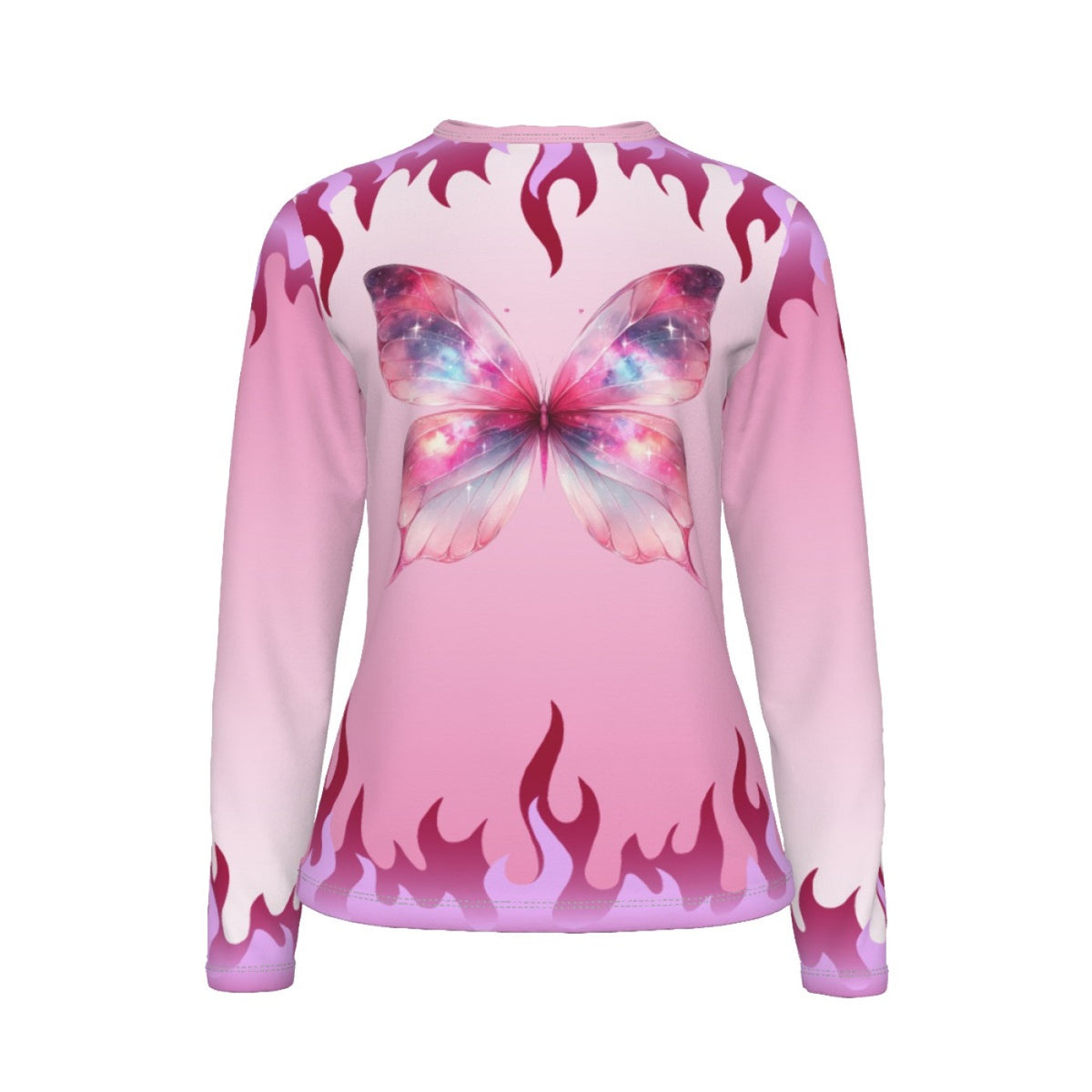 Pink Butterfly Flame Long Sleeve Top