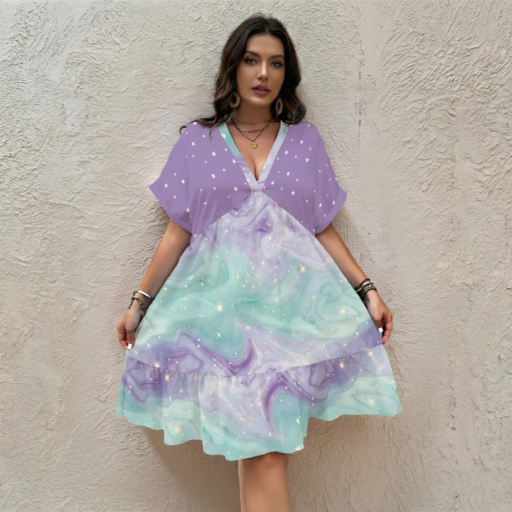Pastel Galaxy Star A-Line Dress