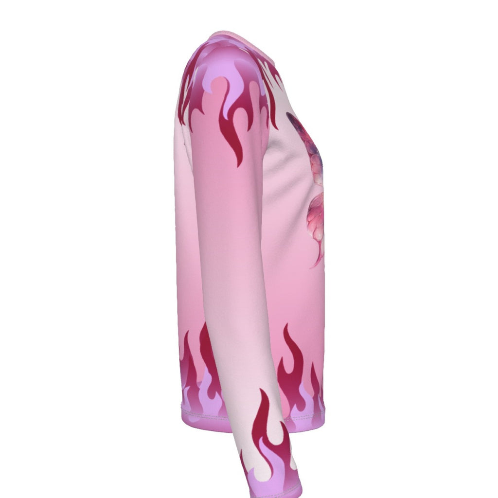 Pink Butterfly Flame Long Sleeve Top