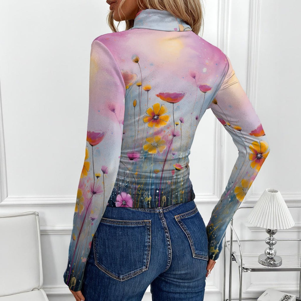 Pastel Wildflower Turtleneck Top
