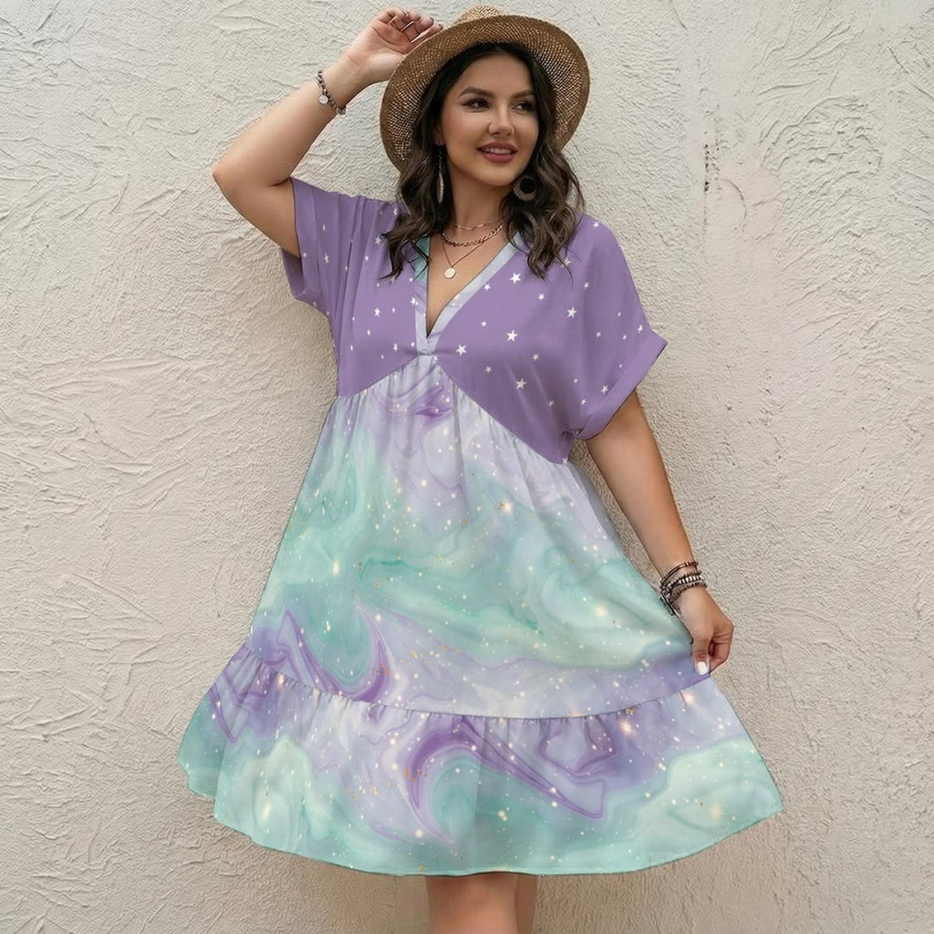 Pastel Galaxy Star A-Line Dress