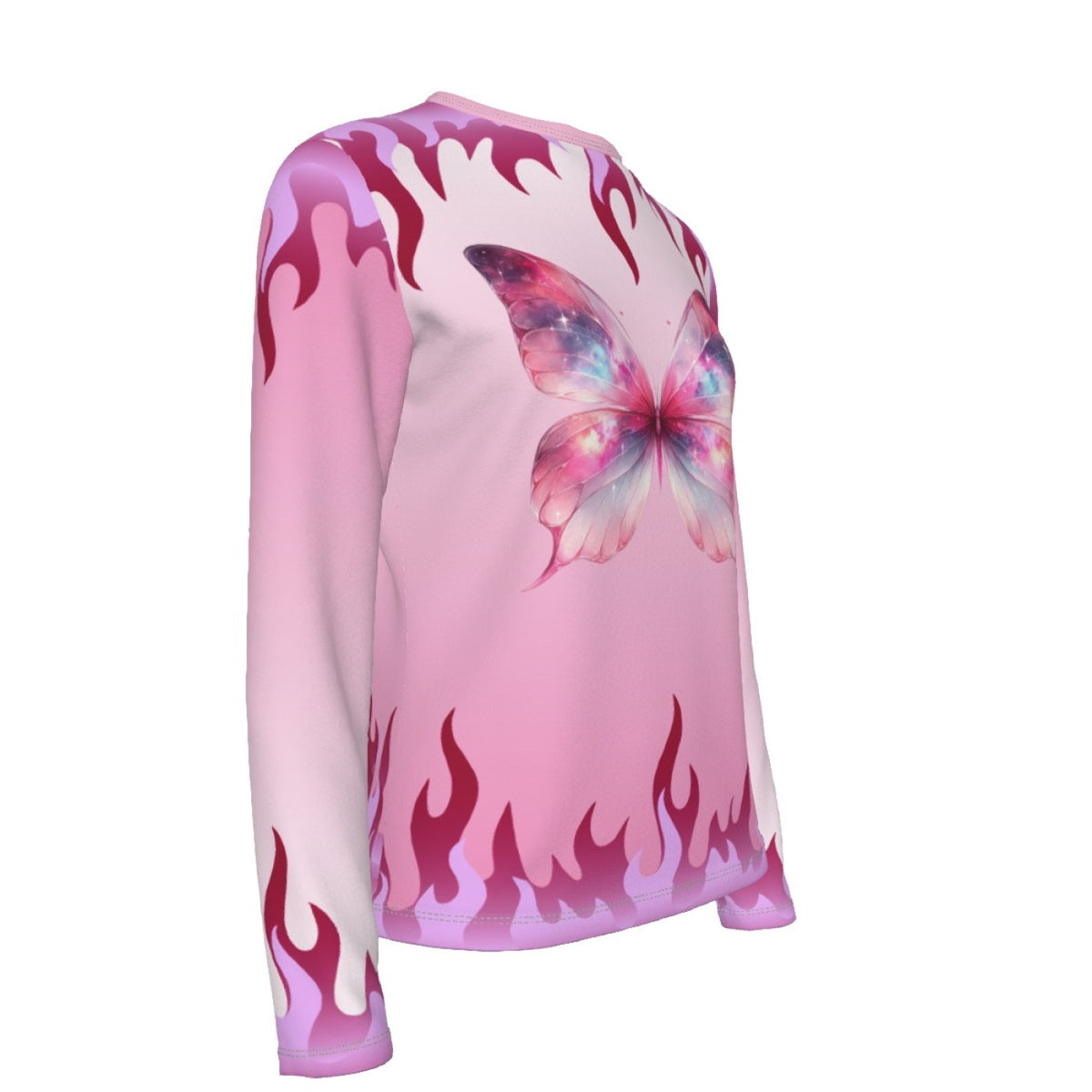 Pink Butterfly Flame Long Sleeve Top