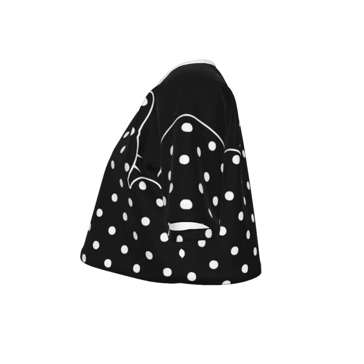 Cotton Black Cat Polka Dot Crop Top