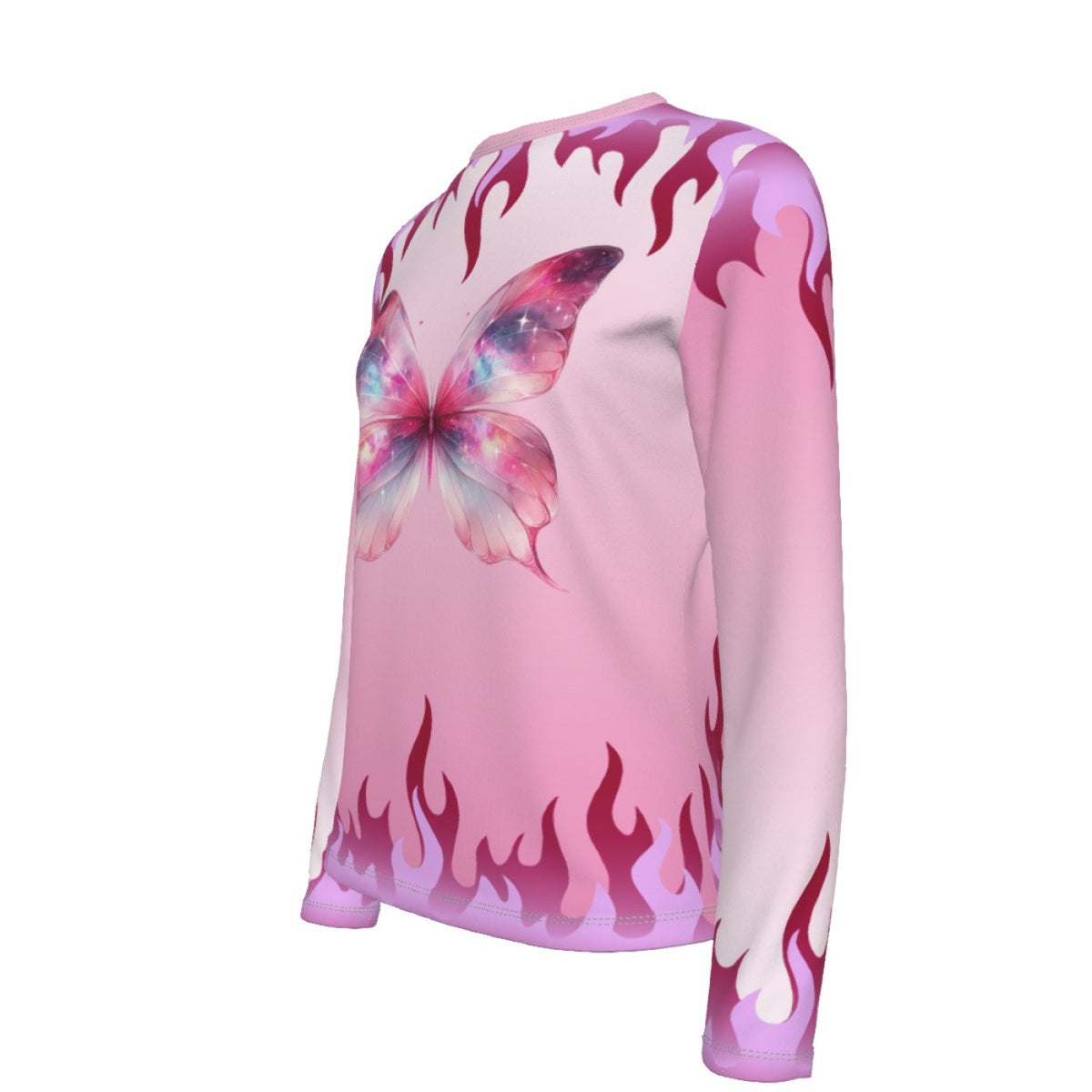 Pink Butterfly Flame Long Sleeve Top